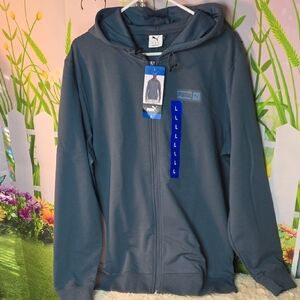 Puma Mens Slate Blue Stretchlite Full-Zip Hoodie In Large